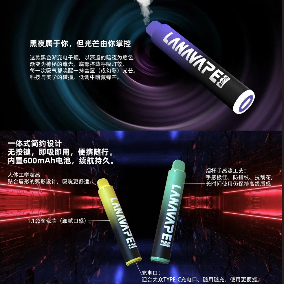 LANA Zolt 8000口拋棄式電子煙,可充電設計與大容量霧化體驗