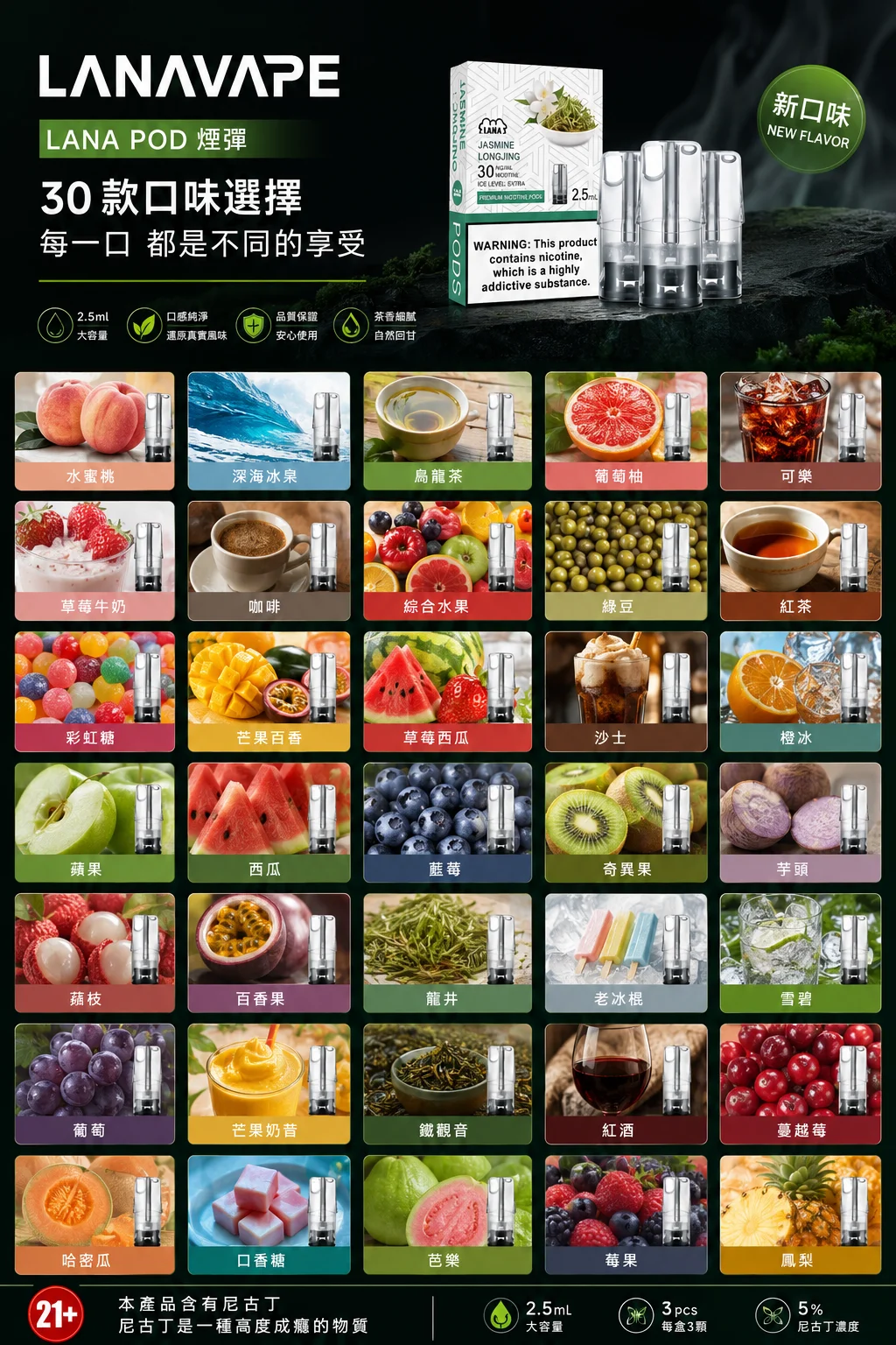 lana煙彈_一代通用煙彈_所有口味選購清單 lana煙彈_一代通用煙彈_所有口味選購清單